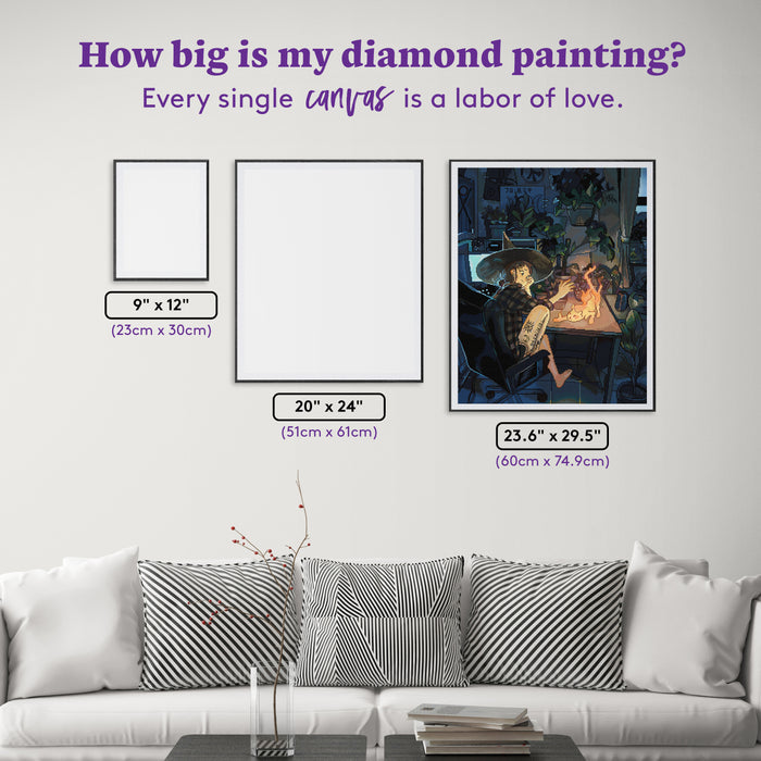 Diamond Painting Fire Kitty 23.6" x 29.5" (60cm x 74.9cm) / Square With 75 Colors Including 4 Fairy Dust Diamonds / 72,541