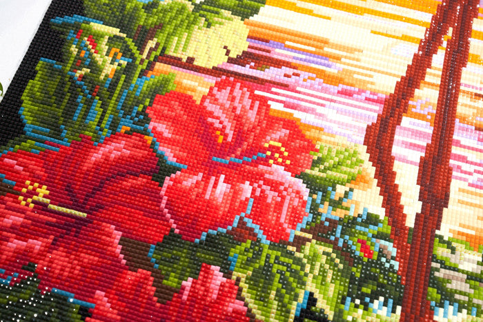 Diamond Painting Flamingo Paradise 22" x 32" (55.8cm x 80.9cm) / Square With 60 Colors Including 3 ABs and 2 Fairy Dust Diamonds / 72,800
