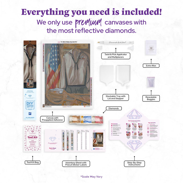 Diamond Painting Fleet’s Finest 22" x 30" (55.8cm x 75.9cm) / Square with 52 Colors including 1 ABs and 1 Electro Diamond and 3 Fairy Dust Diamonds / 68,320