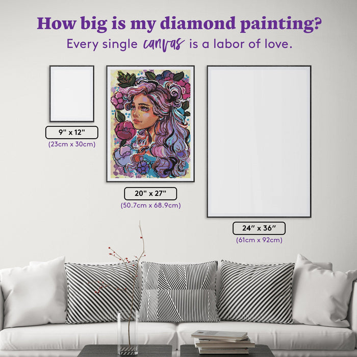 Diamond Painting Flora 20" x 27" (50.7cm x 68.9cm) / Round with 56 Colors including 4 ABs / 44,526
