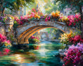 Diamond Painting Floral Creek Bridge 28" x 22" (70.7cm x 55.8cm) / Square with 94 Colors including 5 ABs and 4 Fairy Dust Diamonds / 63,616