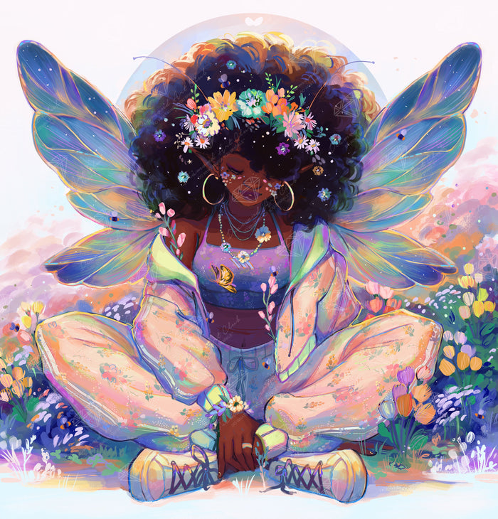 Diamond Painting Flower Child 27.6" x 28.7" (69.9cm x 72.9cm) / Square with 56 Colors including 3 ABs and 6 Fairy Dust Diamonds / 82,333