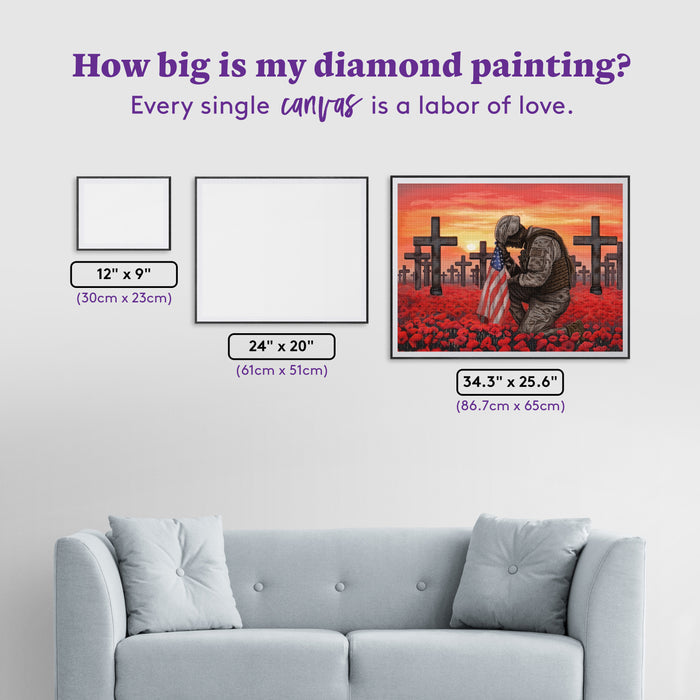 Diamond Painting For Honor and Country 34.3" x 25.6" (86.7cm x 65cm) / Square with 47 Colors including 2 ABs and 3 Fairy Dust Diamonds / 91,089