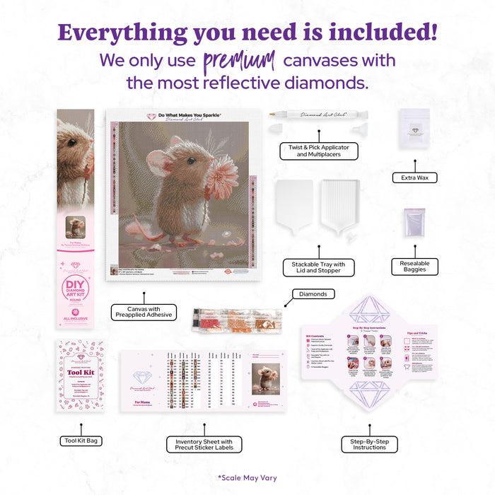 Diamond Painting For Mama 17" x 19" (42.7cm x 47.9cm) / Round with 45 Colors including 1 AB and 3 Fairy Dust Diamonds / 26,970