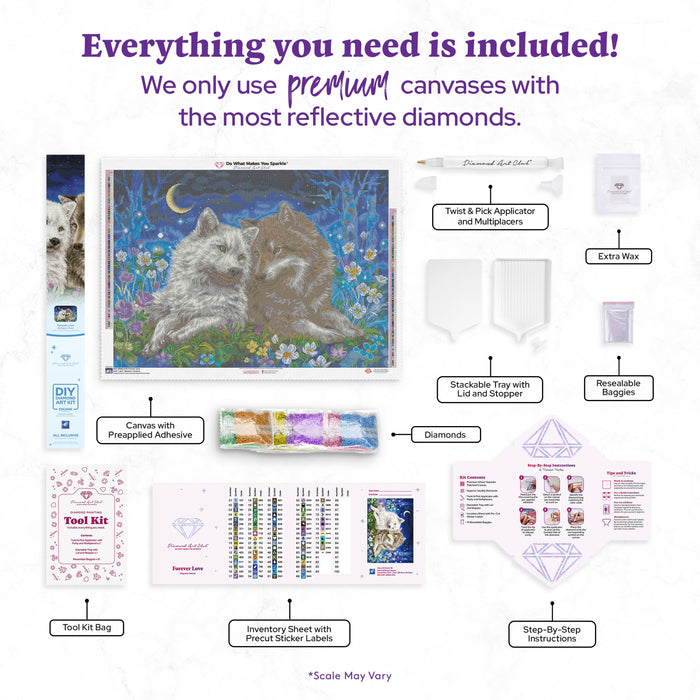 Diamond Painting Forever Love 35.8" x 25.6" (90.8cm x 65cm) / Square With 80 Colors Including 2 ABs and 3 Fairy Dust Diamonds / 95,265