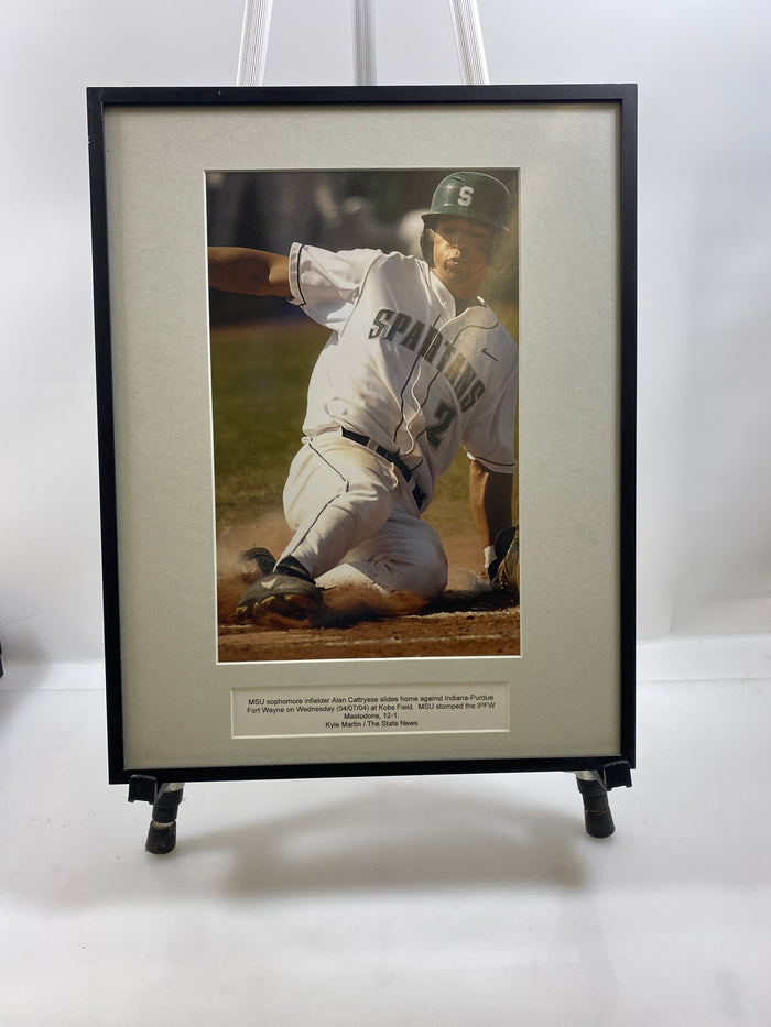 Framed Michigan State Spartans Alan Cattrysse Baseball Action Photo