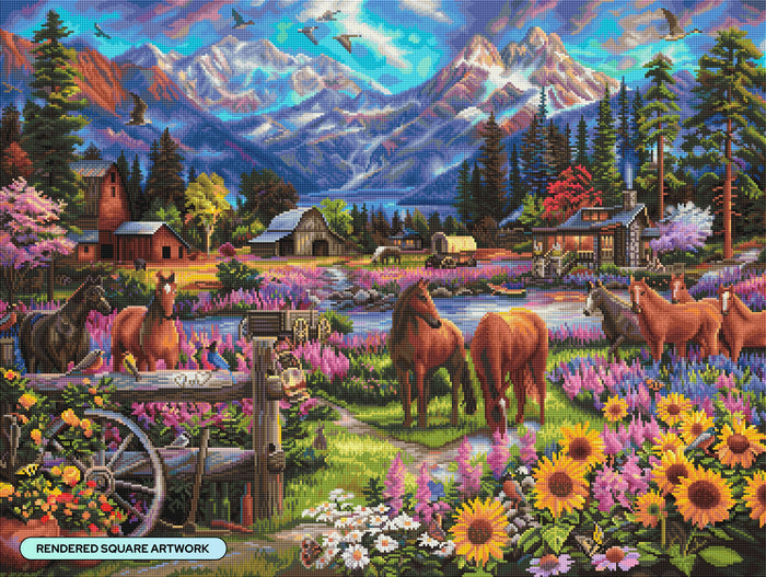Diamond Painting Free to Roam 36.6" x 27.6" (92.8cm x 69.9cm) / Square With 80 Colors Including 3 ABs and 3 Fairy Dust Diamonds / 104,813
