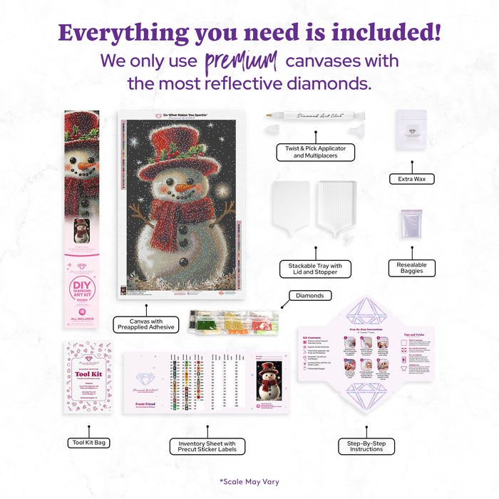 Diamond Painting Frosty Friend 20" x 31" (50.6cm x 78.7cm) / Round with 48 Colors including 1 AB and 3 Fairy Dust Diamonds / 52,624