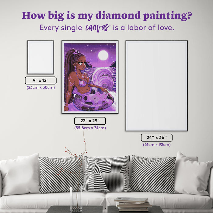 Diamond Painting Galactic Mermaid 22" x 29" (55.8cm x 74cm) / Round with 36 Colors including 3 ABs and 1 Fairy Dust Diamonds / 52,536