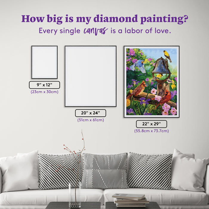 Diamond Painting Garden Melodies 22" x 29" (55.8cm x 73.7cm) / Square with 64 Colors including 2 ABs and 4 Fairy Dust Diamonds / 66,304
