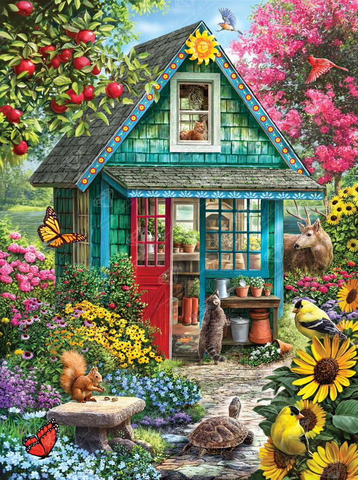 Diamond Painting Garden Shed 27.6" x 37" (69.9cm x 93.8cm) / Square with 65 Colors including 2 ABs and 6 Fairy Dust Diamonds / 105,937