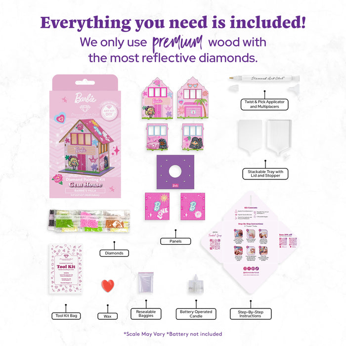 Diamond Painting Gem House - Barbie’s Villa 5.5" x 4.1" x 3.1" (14 x 10.5 x 8cm) / Round with 24 Colors / 2,590
