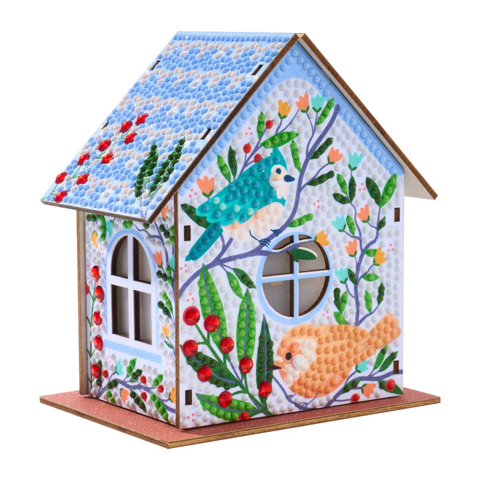 Diamond Painting Gem House - Birdie Love 5.5" x 4.1" x 3.1" (14 x 10.5 x 8cm) / Round with 16 colors including 2 Special Diamonds / 2,256
