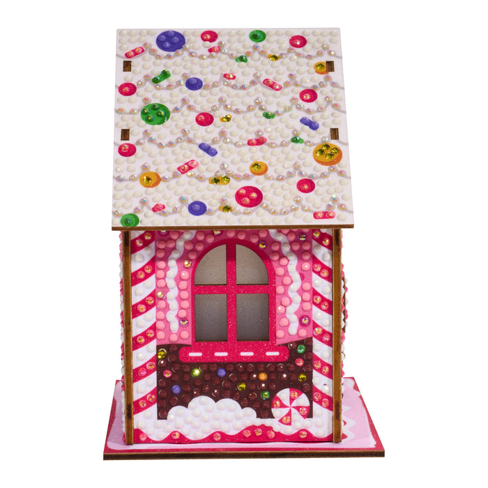 Diamond Painting Gem House - Candy Cane 5.4" x 4.9" x 3" (13.8 x 12.5 x 7.7cm) / Round with 11 colors including 4 ABs and 3 Fairy Dust Diamonds / 2,720