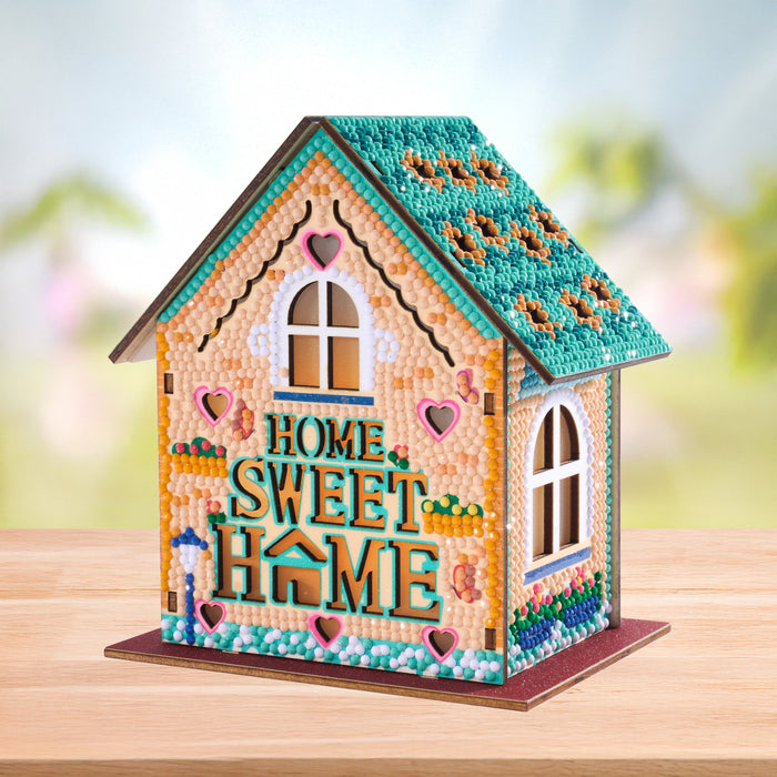 Diamond Painting Gem House - Home Sweet Home 5.5" x 4.1" x 3.1" (14cm x 10.5cm x 8cm) / Round with 21 Colors / 4,503