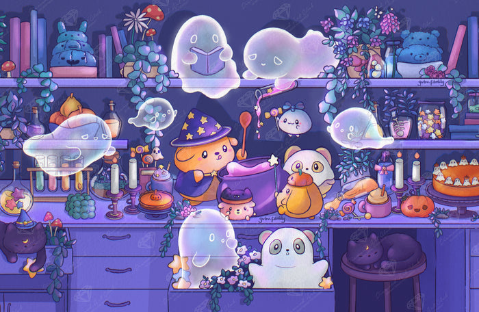 Diamond Painting Ghost Potion Friends 39.4" x 25.6" (99.8cm x 65cm) / Square with 93 Colors including 2 ABs and 7 Fairy Dust Diamonds / 104,661
