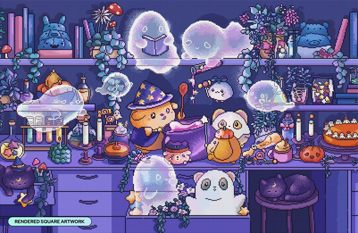 Diamond Painting Ghost Potion Friends 39.4" x 25.6" (99.8cm x 65cm) / Square with 93 Colors including 2 ABs and 7 Fairy Dust Diamonds / 104,661