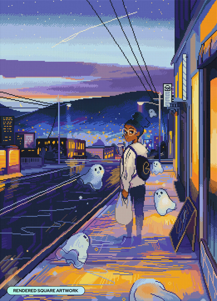 Diamond Painting Ghosties 25.6" x 35.4" (65cm x 89.9cm) / Square with 71 Colors including 2 ABs and 3 Fairy Dust Diamonds / 94,221