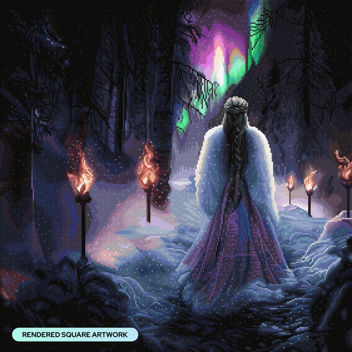 Diamond Painting Goddess of Norwegian Lights 27.6" x 27.6" (69.9cm x 69.9cm) / Square with 78 Colors including 5 Fairy Dust Diamonds / 78,961
