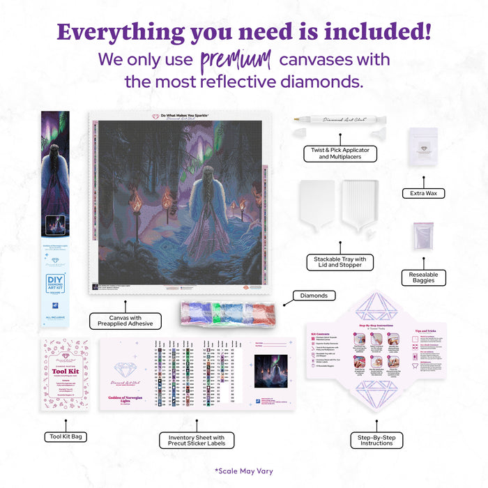 Diamond Painting Goddess of Norwegian Lights 27.6" x 27.6" (69.9cm x 69.9cm) / Square with 78 Colors including 5 Fairy Dust Diamonds / 78,961