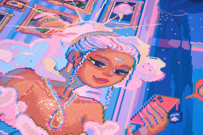 Diamond Painting Goddess Ordering Takeout 25.6" x 33.5" (65cm x 84.9cm) / Square with 57 Colors including 5 ABs and 4 Fairy Dust Diamonds / 89,001
