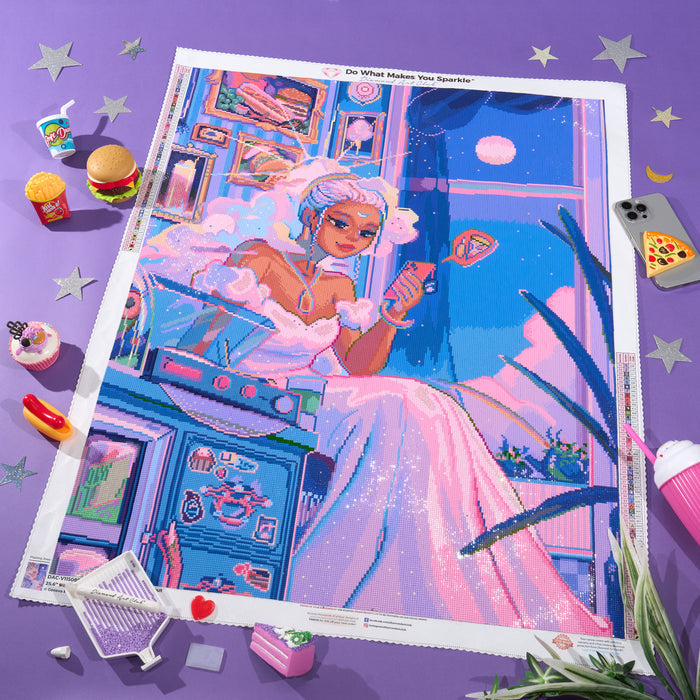Diamond Painting Goddess Ordering Takeout 25.6" x 33.5" (65cm x 84.9cm) / Square with 57 Colors including 5 ABs and 4 Fairy Dust Diamonds / 89,001