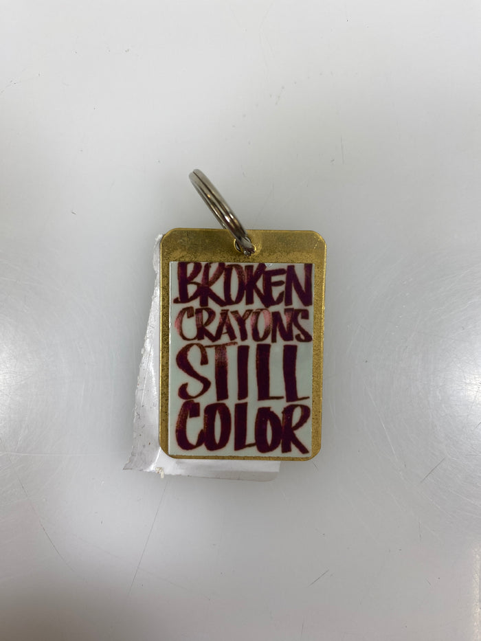 Gold Broken Crayons Still Color Keychain