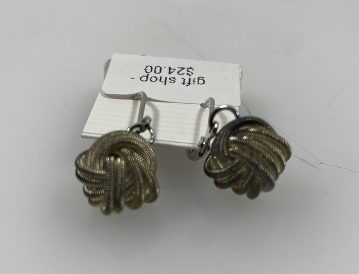 Gold Spring Knot Ball Earrings