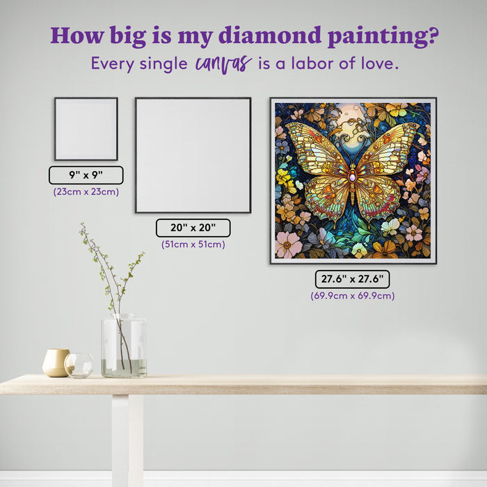 Diamond Painting Golden Verdigris Butterfly 27.6" x 27.6" (69.9cm x 69.9cm) / Square With 90 Colors Including 3 ABs and 1 Iridescent Diamond and 2 Fairy Dust Diamonds / 78,961