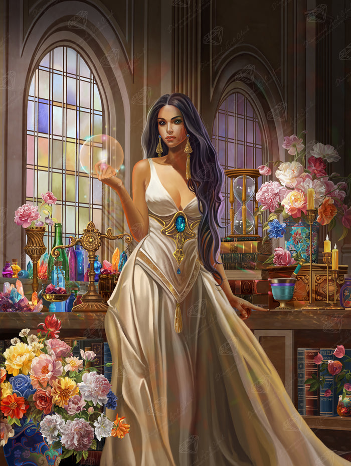 Diamond Painting Golden Witch 27.6" x 36.6" (69.9cm x 92.8cm) / Square with 99 Colors including 5 ABs and 1 Iridescent Diamond and 3 Fairy Dust Diamonds / 104,813
