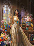 Diamond Painting Golden Witch 27.6" x 36.6" (69.9cm x 92.8cm) / Square with 99 Colors including 5 ABs and 1 Iridescent Diamond and 3 Fairy Dust Diamonds / 104,813