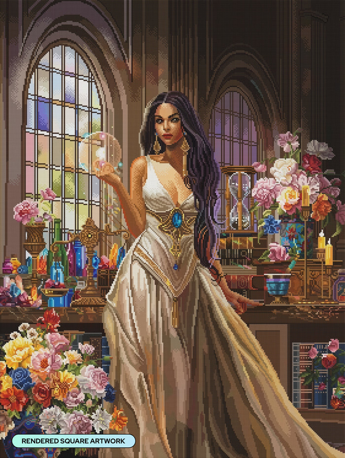 Diamond Painting Golden Witch 27.6" x 36.6" (69.9cm x 92.8cm) / Square with 99 Colors including 5 ABs and 1 Iridescent Diamond and 3 Fairy Dust Diamonds / 104,813