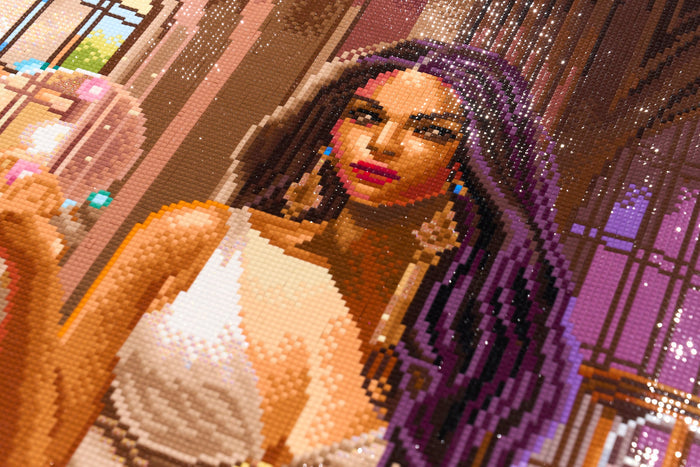 Diamond Painting Golden Witch 27.6" x 36.6" (69.9cm x 92.8cm) / Square with 99 Colors including 5 ABs and 1 Iridescent Diamond and 3 Fairy Dust Diamonds / 104,813