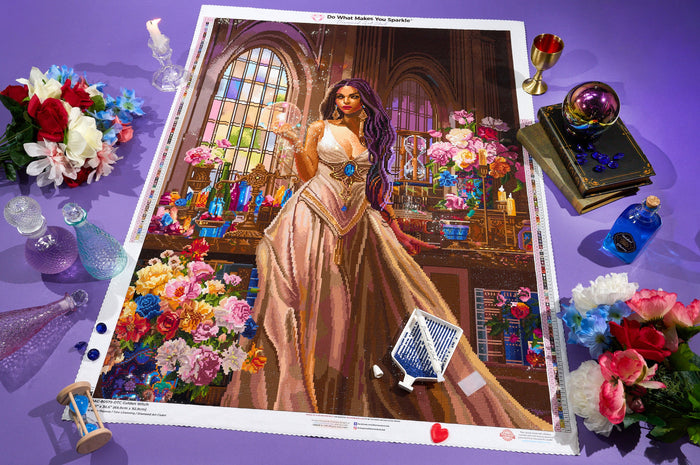 Diamond Painting Golden Witch 27.6" x 36.6" (69.9cm x 92.8cm) / Square with 99 Colors including 5 ABs and 1 Iridescent Diamond and 3 Fairy Dust Diamonds / 104,813