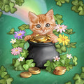 Diamond Painting Good Luck Kitten 17" x 17" (42.9cm x 42.9cm) / Round with 67 Colors including 2 ABs and 4 Fairy Dust Diamonds / 24,336