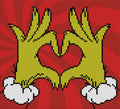 Diamond Painting Grinch Heart Hands 10" x 9" (25cm x 22.8cm) / Round with 5 Colors including 3 Fairy Dust Diamonds / 7,553