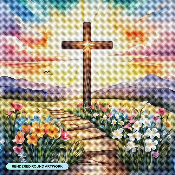 Diamond Painting Guided by Grace 22" x 22" (55.6cm x 55.6cm) / Round with 87 Colors including 3 ABs and 3 Fairy Dust Diamonds / 40,804