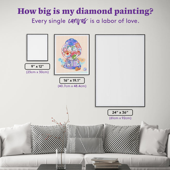Diamond Painting Gumball Trinket 16" x 19.1" (40.7cm x 48.4cm) / Round with 64 Colors including 4 ABs and 4 Fairy Dust Diamonds / 26,048