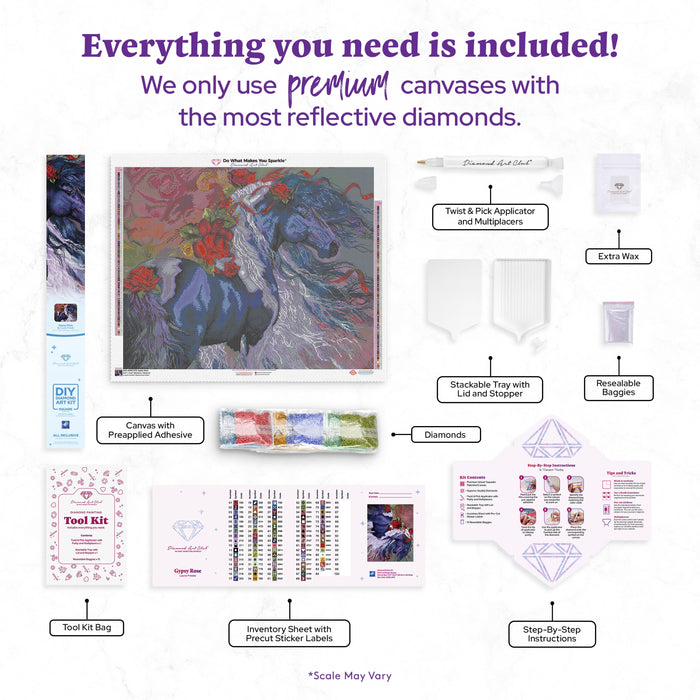 Diamond Painting Gypsy Rose 31.9" x 25.6" (80.9cm x 65cm) / Square with 83 Colors including 3 ABs and 3 Fairy Dust Diamonds / 84,825