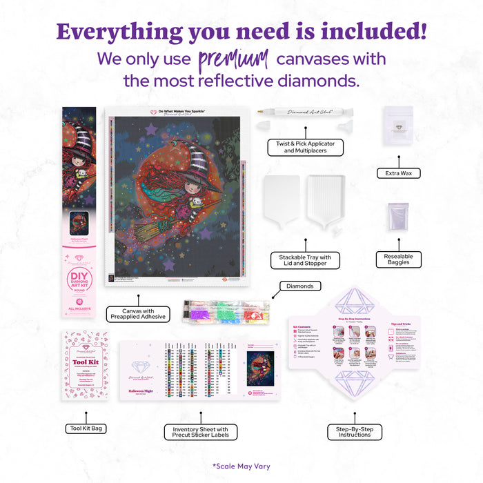 Diamond Painting Halloween Flight 22" x 28" (55.6cm x 70.7cm) / Round with 78 Colors including 1 AB and 1 Iridescent Diamond and 4 Fairy Dust Diamonds / 51,914