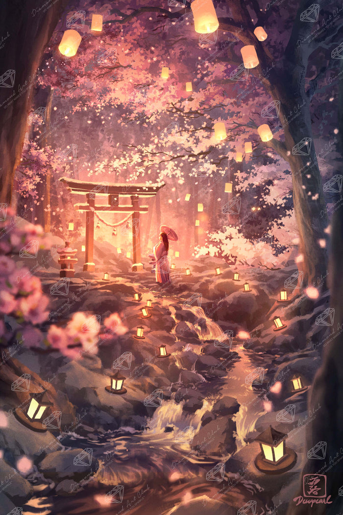 Diamond Painting Hanami 27.6" x 41.3" (69.9cm x 104.8cm) / Square with 65 Colors including 1 AB and 3 Fairy Dust Diamonds / 118,301