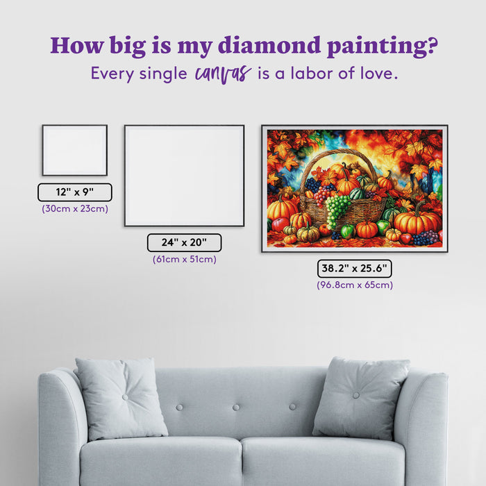 Diamond Painting Harvest Bounty 38.2" x 25.6" (96.8cm x 65cm) / Square with 64 Colors including 2 ABs and 4 Fairy Dust Diamonds / 101,529