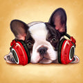 Diamond Painting Headphone Frenchie 13" x 13" (33cm x 33cm) / Round with 35 Colors including 1 AB and 2 Fairy Dust Diamonds / 14,400