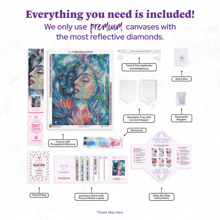 Diamond Painting Healer of the Earth 22" x 27" (55.6cm x 68.8cm) / Round with 63 Colors including 2 ABs and 2 Fairy Dust Diamonds / 50,500