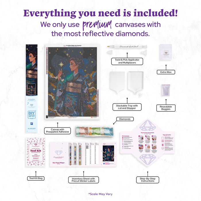 Diamond Painting Hear Them Whisper 25.6" x 36.2" (65cm x 91.8cm) / Square with 54 Colors including 1 AB and 1 Electro Diamond and 3 Iridescent Diamonds and 3 Fairy Dust Diamonds / 96,309