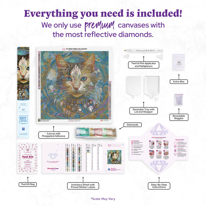 Diamond Painting Heavenly Gems 25.6" x 25.6" (65cm x 65cm) / Square With 55 Colors Including 2 ABs and 2 Fairy Dust Diamonds / 68,121