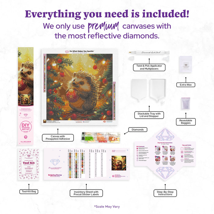 Diamond Painting Hedgehog Heaven 22" x 22" (55.6cm x 55.6cm) / Round with 48 Colors including 2 ABs and 3 Fairy Dust Diamonds / 40,804