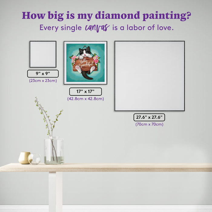 Diamond Painting Hello Beautiful 17" x 17" (42.8cm x 42.8cm) / Square with 45 Colors including 2 ABs and 2 Fairy Dust Diamonds / 29,584