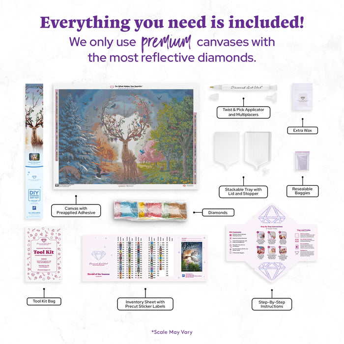 Diamond Painting Herald of the Seasons 39.4" x 27.6" (99.8cm x 69.9cm) / Square With 81 Colors Including 2 ABs and 5 Fairy Dust Diamonds / 112,681