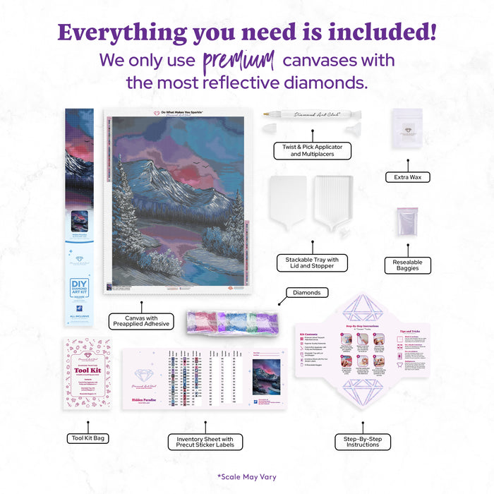 Diamond Painting Hidden Paradise 25.6" x 32.7" (65cm x 82.9cm) / Square with 48 Colors including 2 ABs and 2 Fairy Dust Diamonds / 86,913